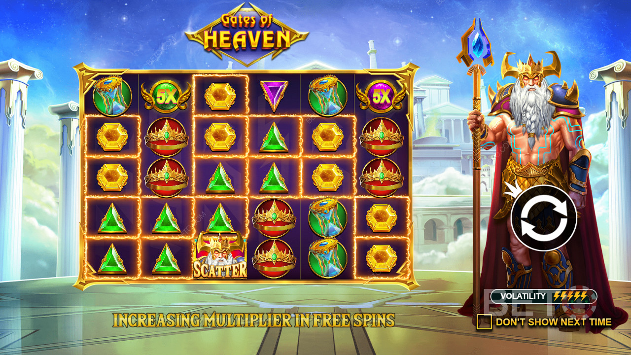 Scatter Wins mekaniği, Gates of Heaven slot oyununda sağlam ödemeler sağlayacaktır