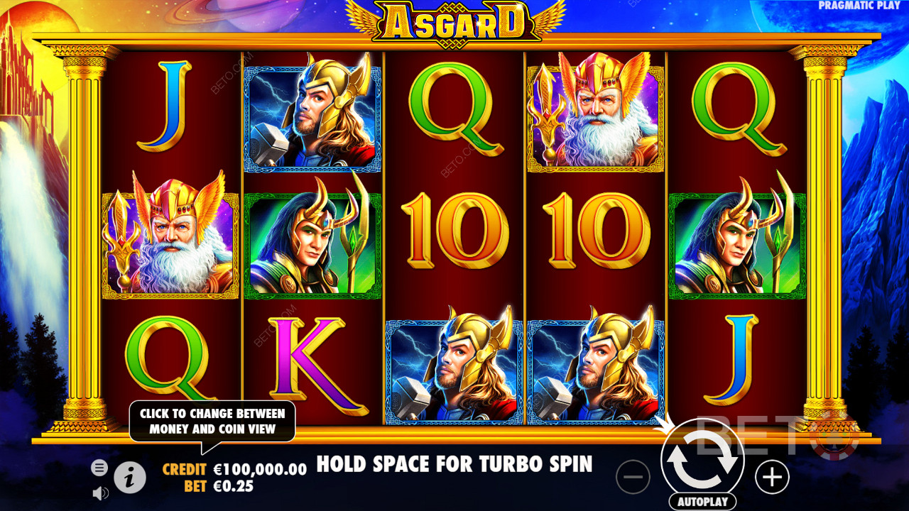 Asgard slot makinesindeki tanrılar popüler filmlerdeki karakterlere benziyor