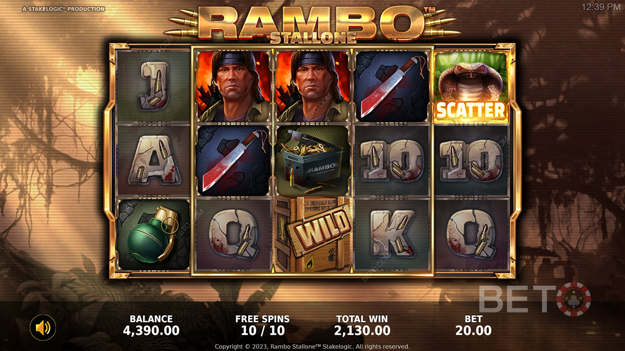 Rambo slotunu oynayarak ikonik bir filme dayanan bir slotun keyfini çıkarın