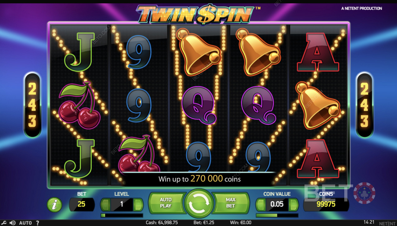 Twin Spin - Çanlar, kirazlar ve diğer sembollerle basit oyun