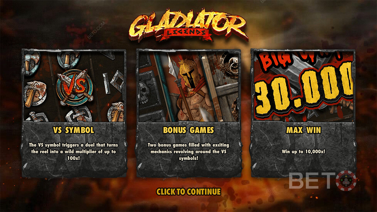 Gladiator Legends slot makinesinde bahis miktarınızın 10.000 katına kadar kazanın