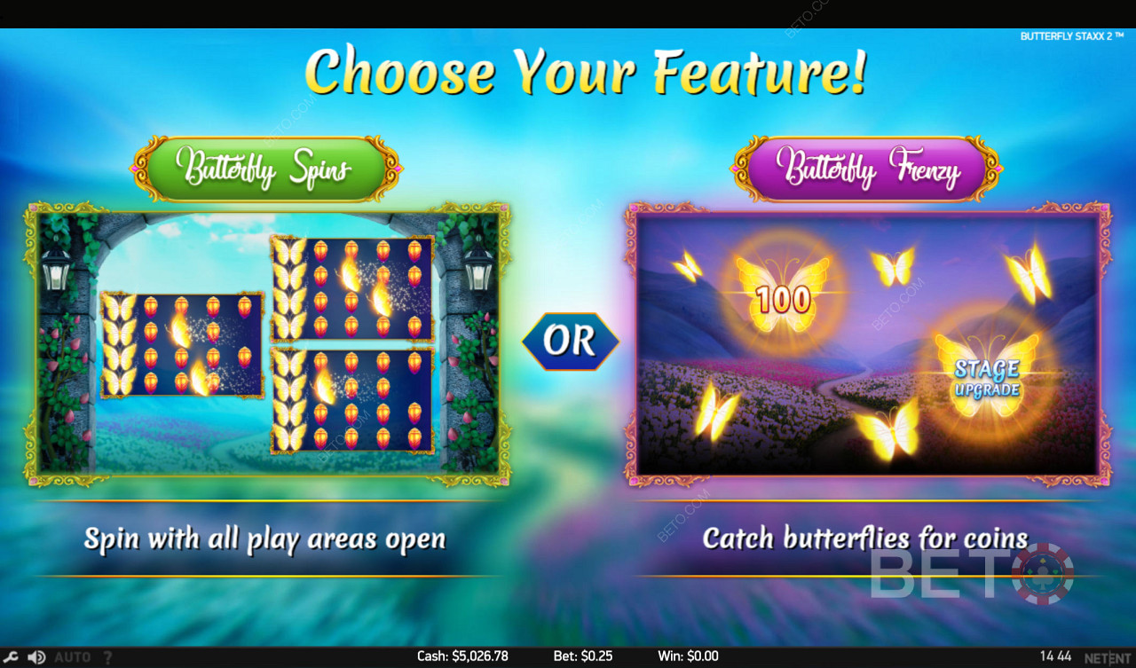 İki harika özellikli oyun arasından seçim yapın - döndürme veya kelebekleri yakalama modu