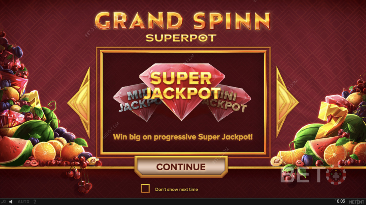 Aşamalı Süper Jackpot şurada tetiklenir Grand Spinn Superpot