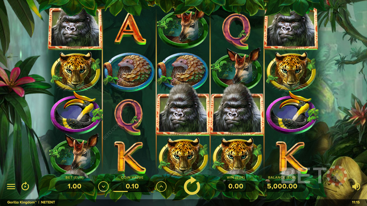 Gorilla Kingdom online slotunda Vahşi Hayvan tabanlı semboller