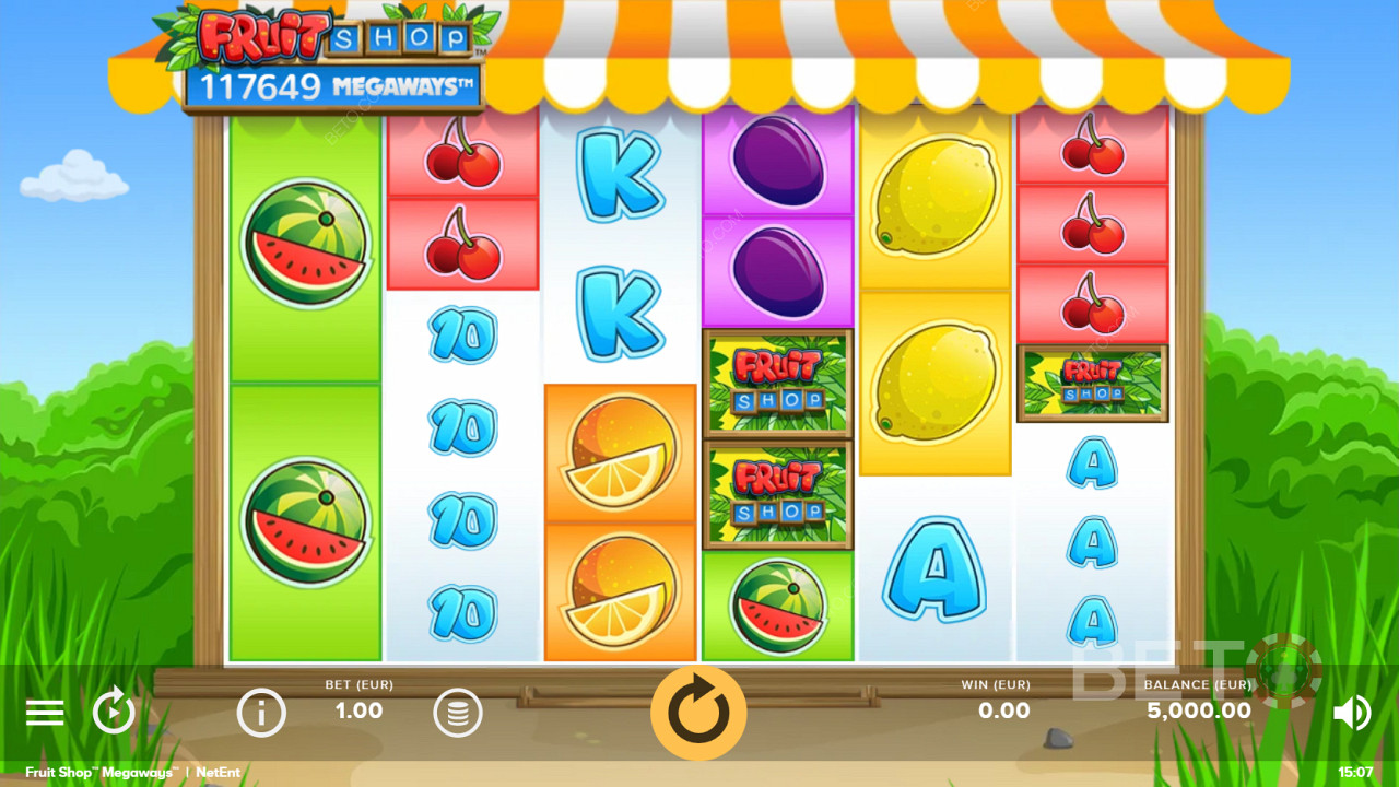 Spin and Win Big on the wheels of the Fruit Shop Megaways slot makinesi