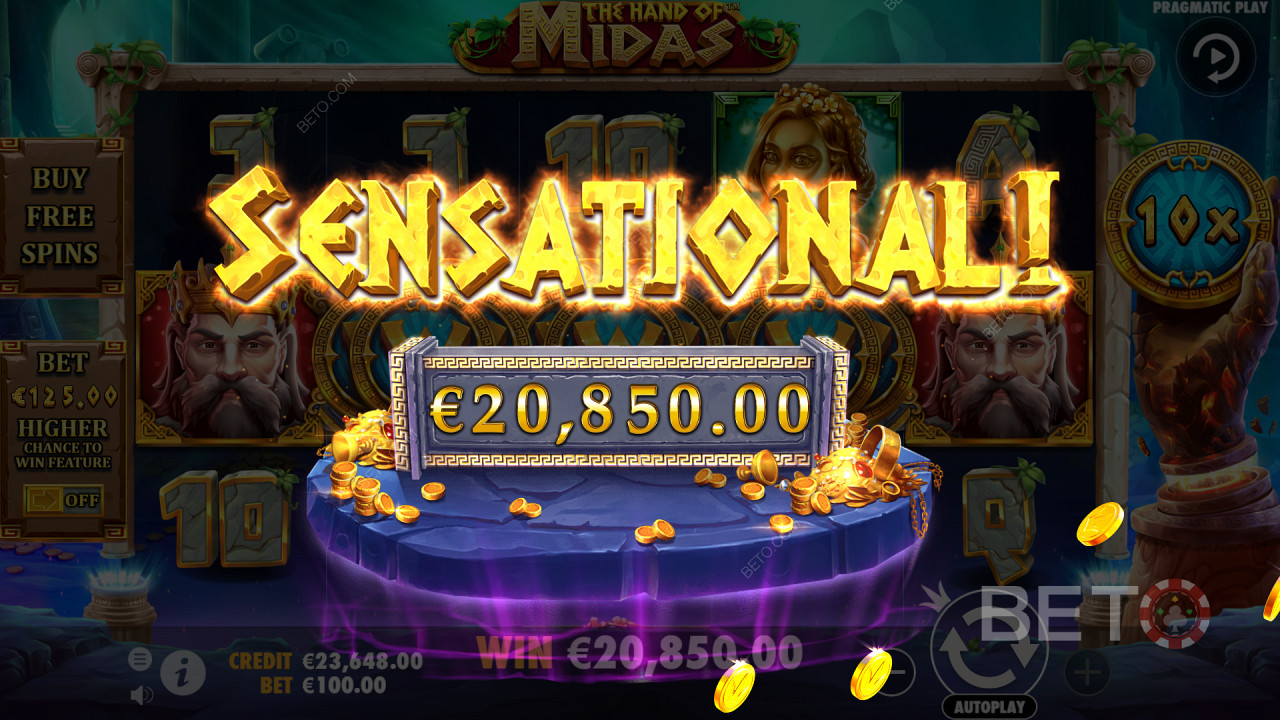 Hand of Midas Online Slot oyununda sansasyonel kazanç