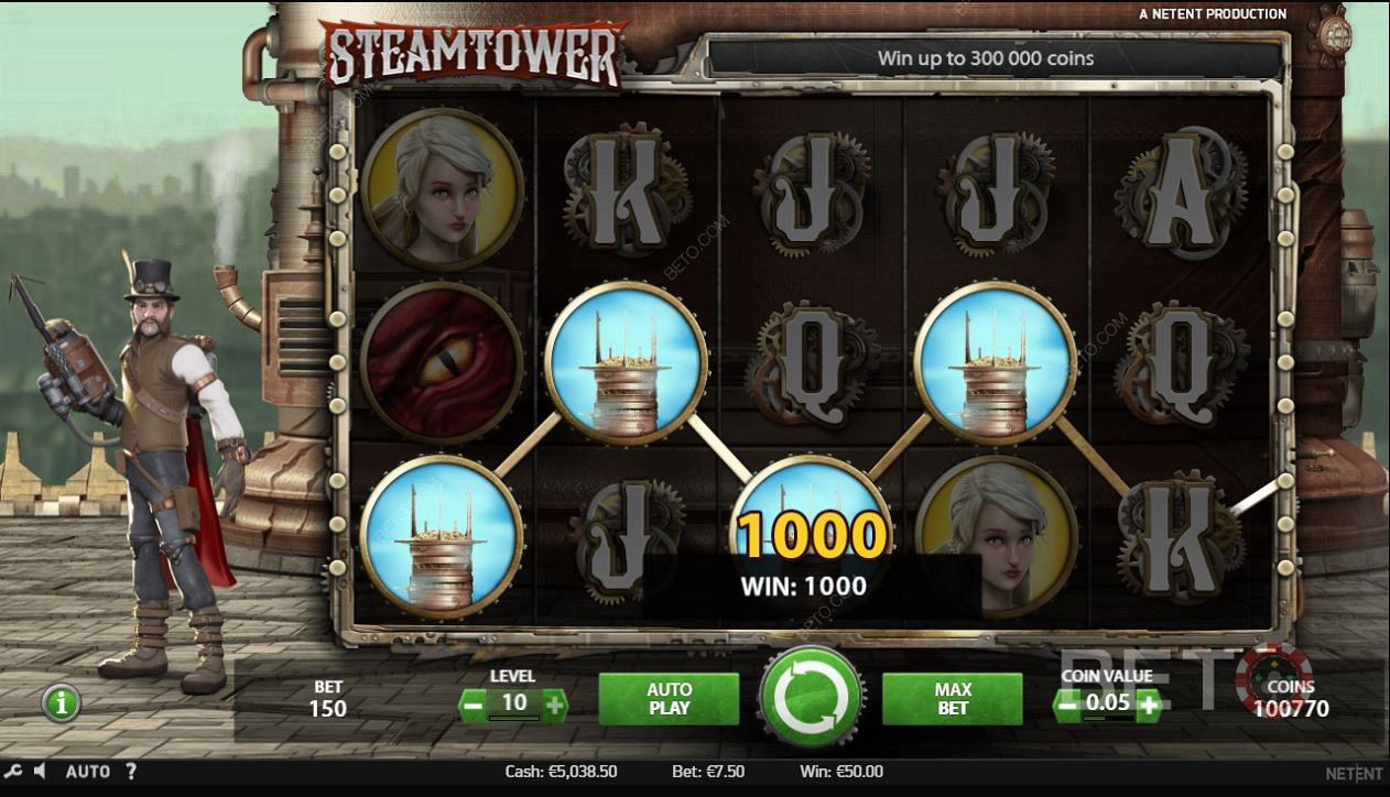 Steam Tower slot oyununda Eşleşen Semboller