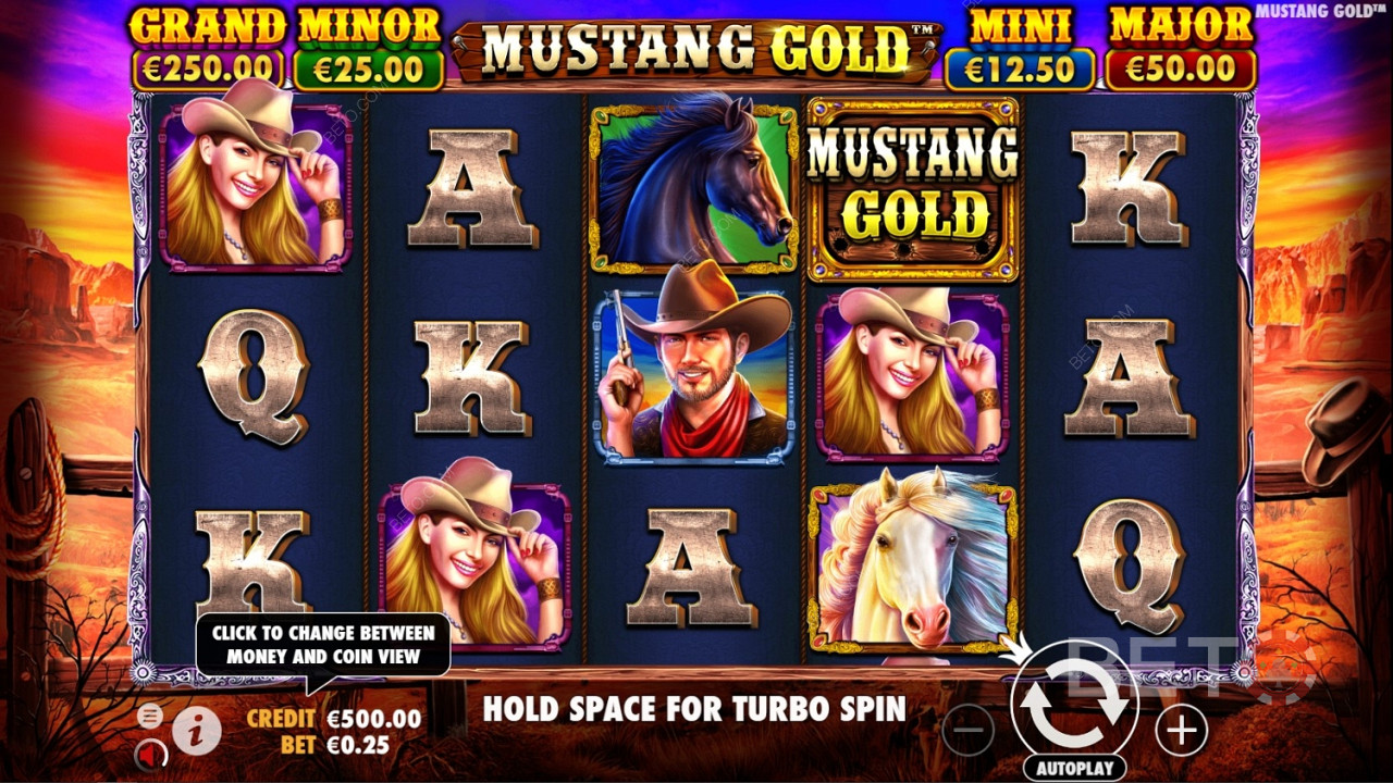 Mustang Gold Online Slot oyununda Wild sembolü oyunun logosudur.