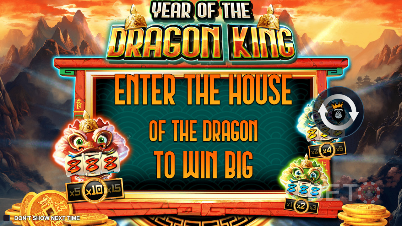 Year of the Dragon King slotunda 5 adede kadar Mini Slot Makinesinin keyfini çıkarın