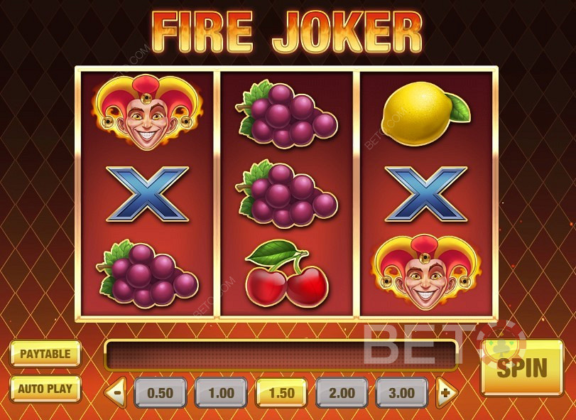 Klasik Tasarım ve klasik meyve makinesi sembolleri Fire Joker