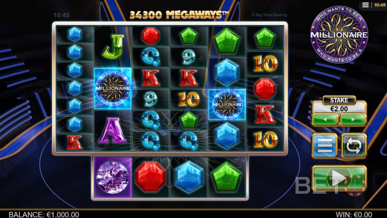 Who Wants to be a Millionaire slot ekranının temel düzeni cezbedici