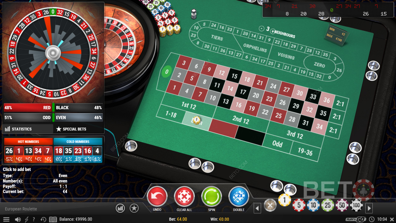 European Roulette Pro Casino Oyunundaki İstatistikleri Görüntüle