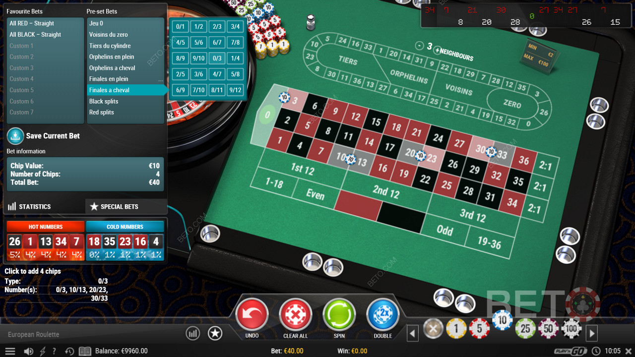 European Roulette Pro Casino Oyununda Özel Bahis Seçenekleri