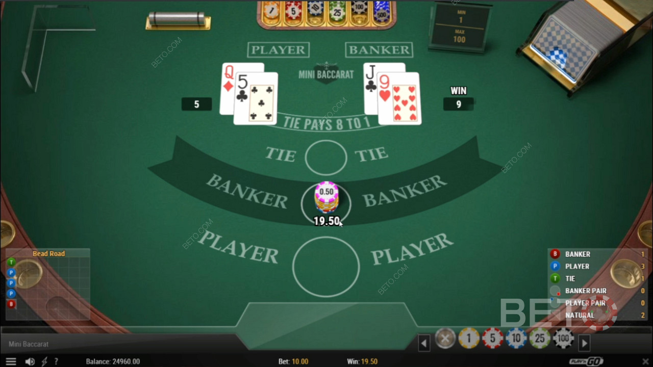 Mini Baccarat Casino Oyununda Banker Üzerine Bahis
