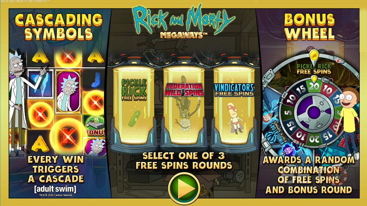 Rick and Morty Megaways slot makinesinde üç farklı Ücretsiz Döndürme türünün keyfini çıkarın