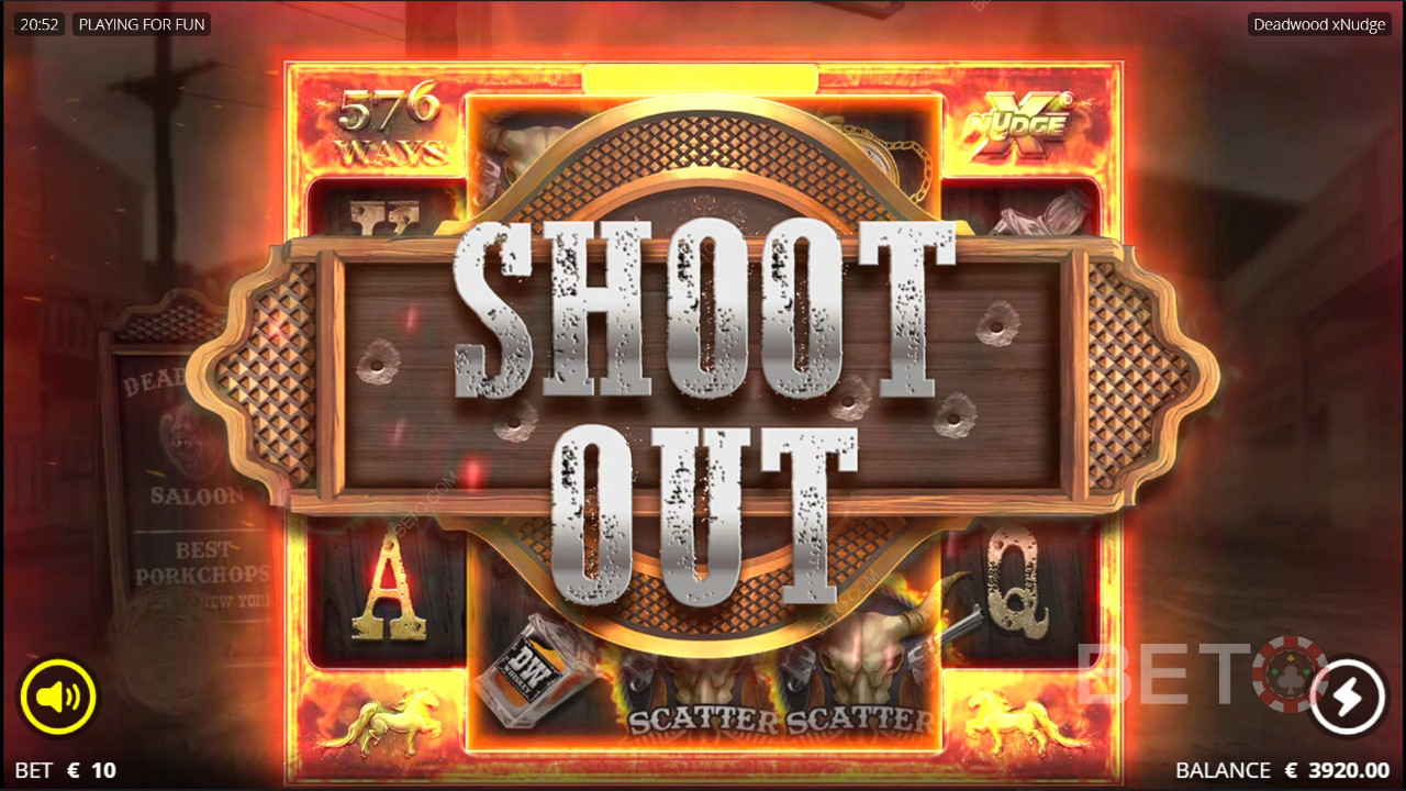 Deadwood Ücretsiz Döndürme Bonus oyunu, Shoot Out