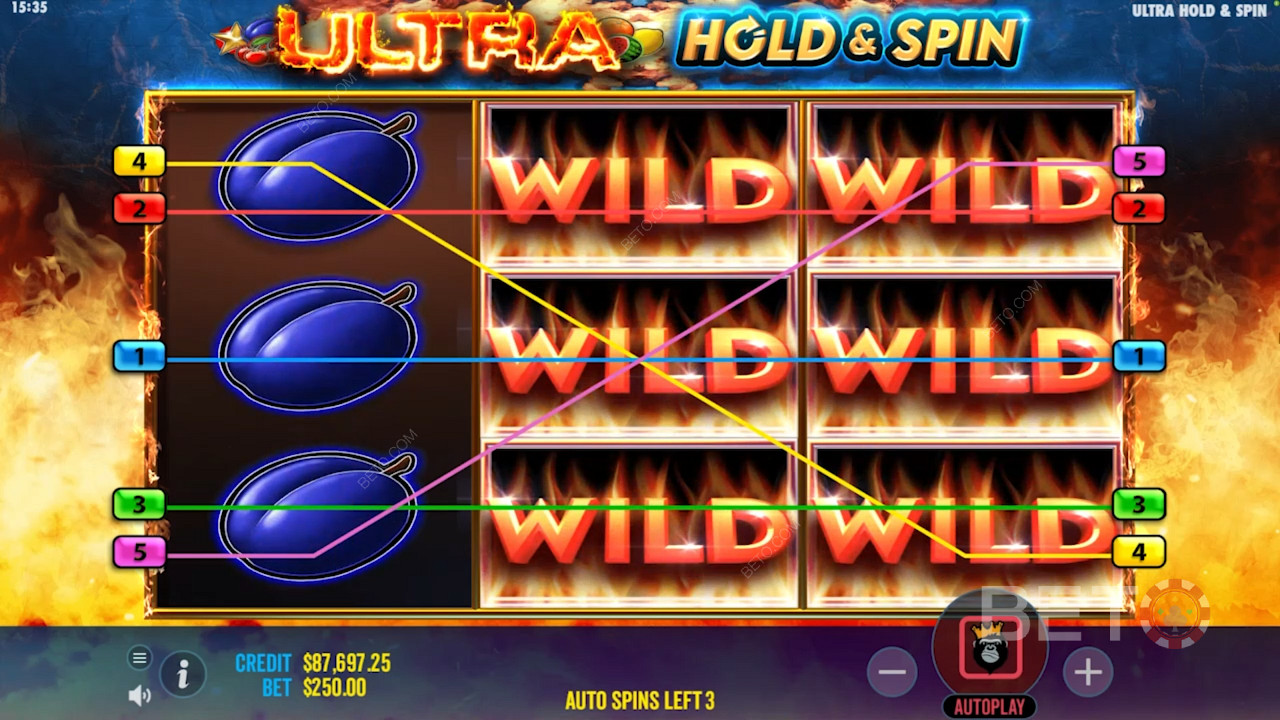 Genişleyen wild sembolleri Ultra Hold and Spin