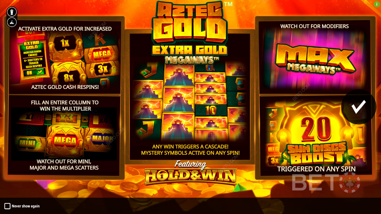 Aztec Gold Extra Gold Megaways slotunda birden fazla bonus özelliğin keyfini çıkarın