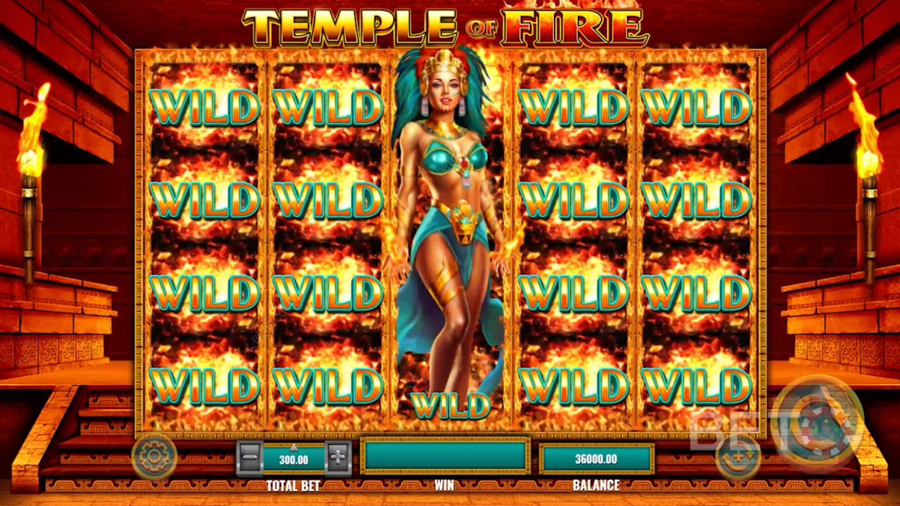 Temple of Fire video slotunda genişleyen Wild