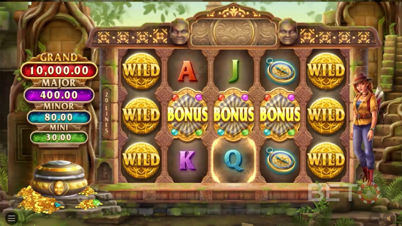 Sabit Jackpotlu Bonus Oyununu tetiklemek için 3 Bonus sembolü denk getirin