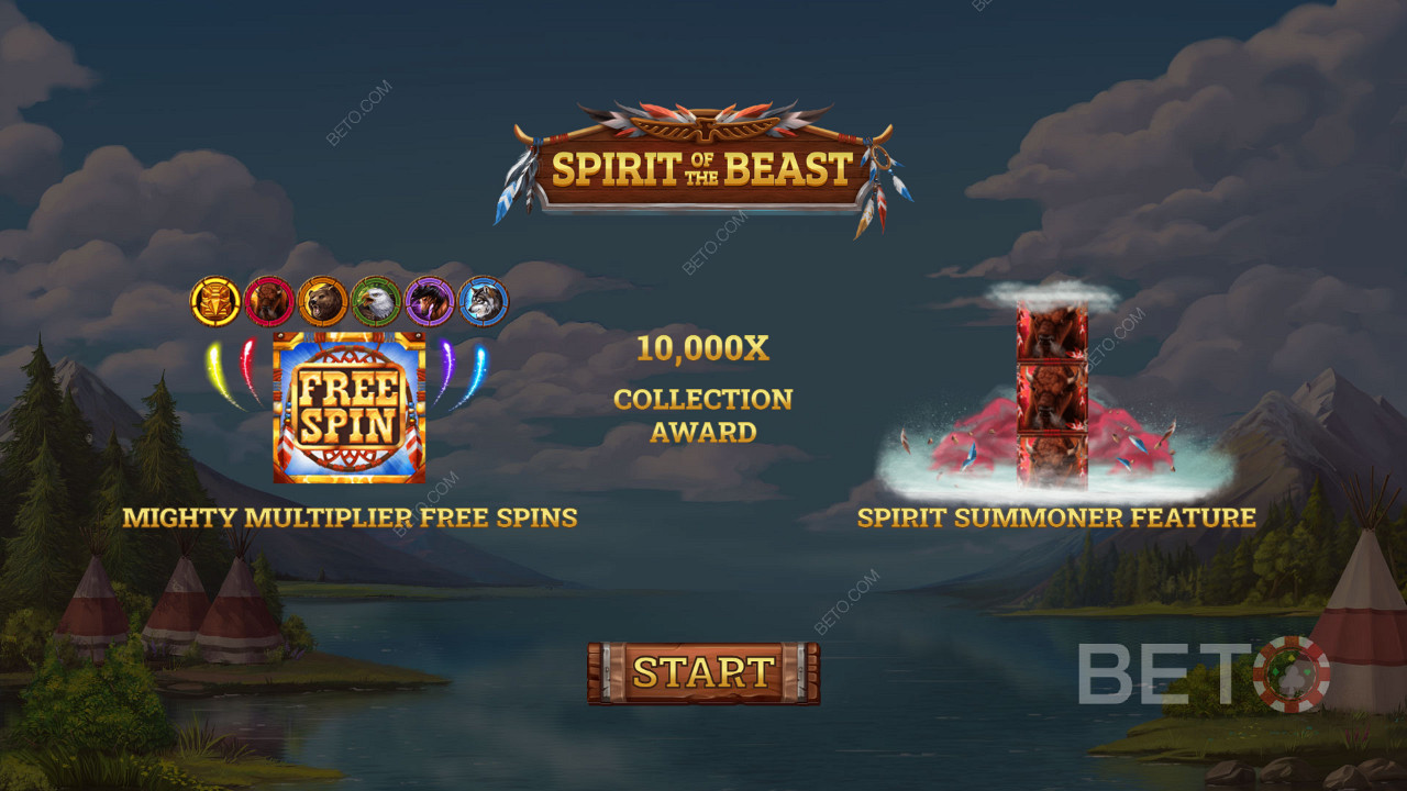 Spirit of the Beast slotunun Giriş Ekranı
