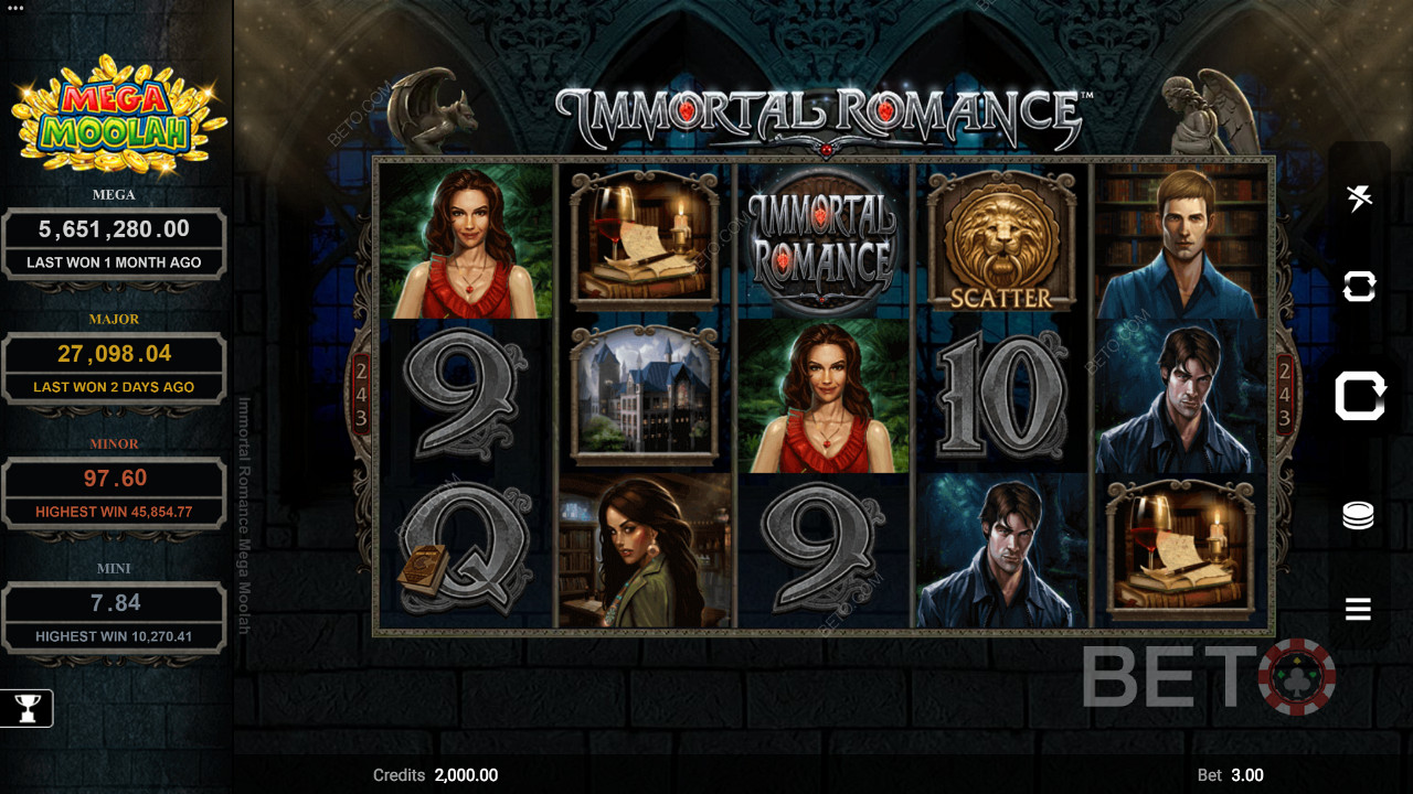 Immortal Romance Mega Moolah vampir temalı slot makinesi