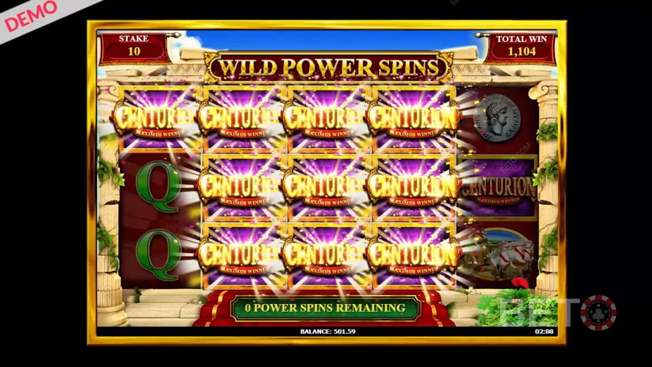 Wild Power Spin özel özelliği Slingo Centurion
