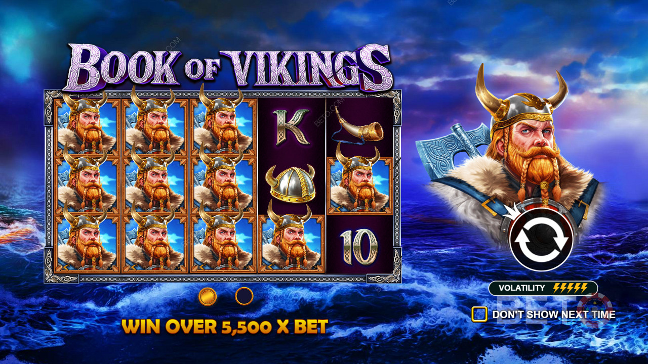 Son derece değişken Book of Vikings slotunda bahis miktarının 5.500 katına varan ödüller kazanın
