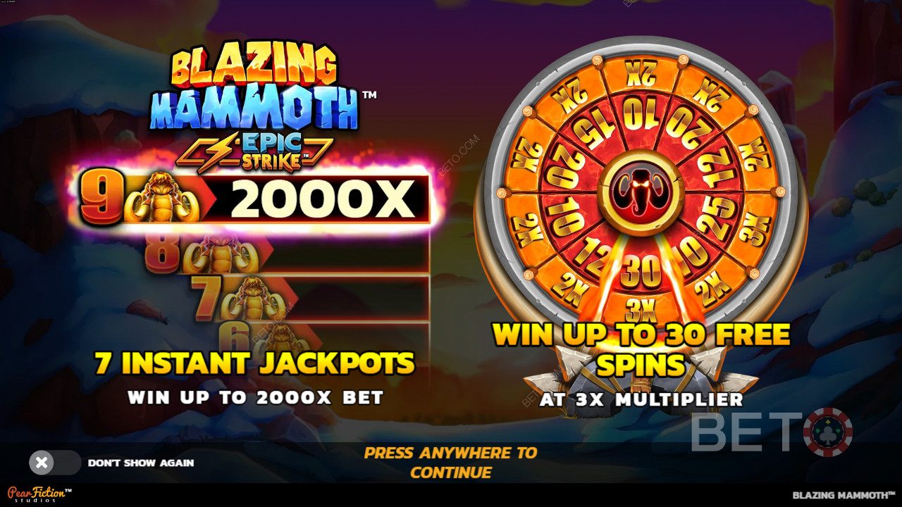 Blazing Mammoth slot makinesinde bahsinizin 2.000 katına kadar kazanın