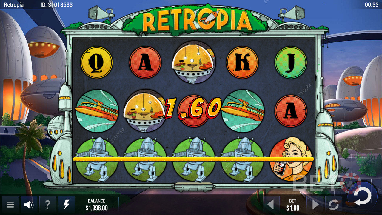 25 ödeme çizgisinden yararlanın ve Retropia slot makinesinde kolay kazançlar elde edin