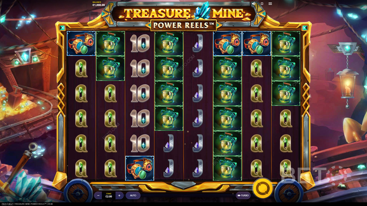 Treasure Mine Power Reels online slotunda muhteşem temanın ve grafiklerin tadını çıkarın