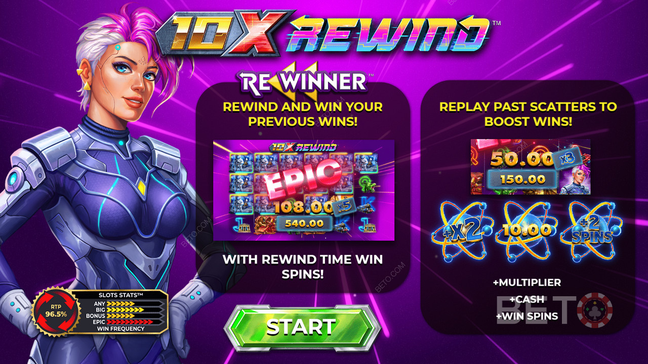 10x Rewind önceki kazançlarınızı geri sarmanıza ve keyfini çıkarmanıza olanak tanıyan slot