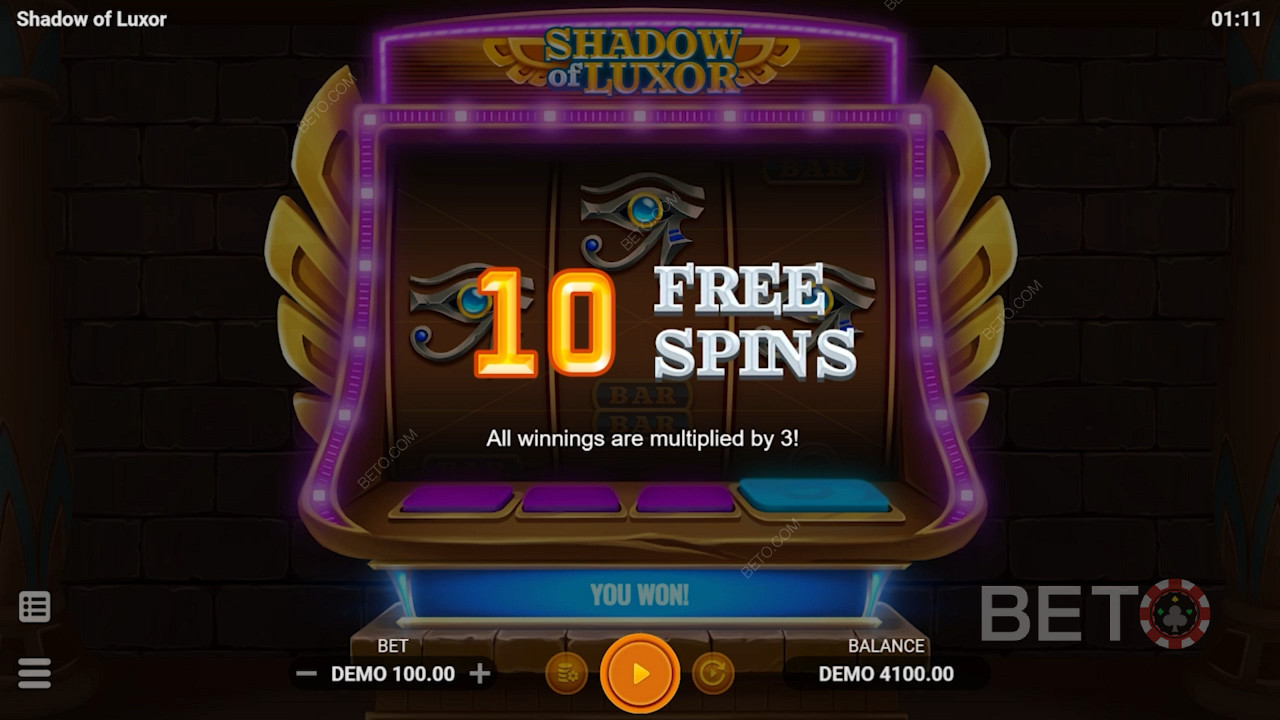 Klasik slot makinesinde ödüllendirici Free Spinler Shadow of Luxor