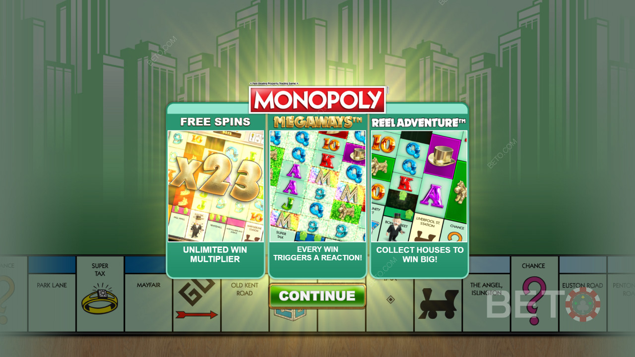 Başlangıç ekranı Monopoly Megaways