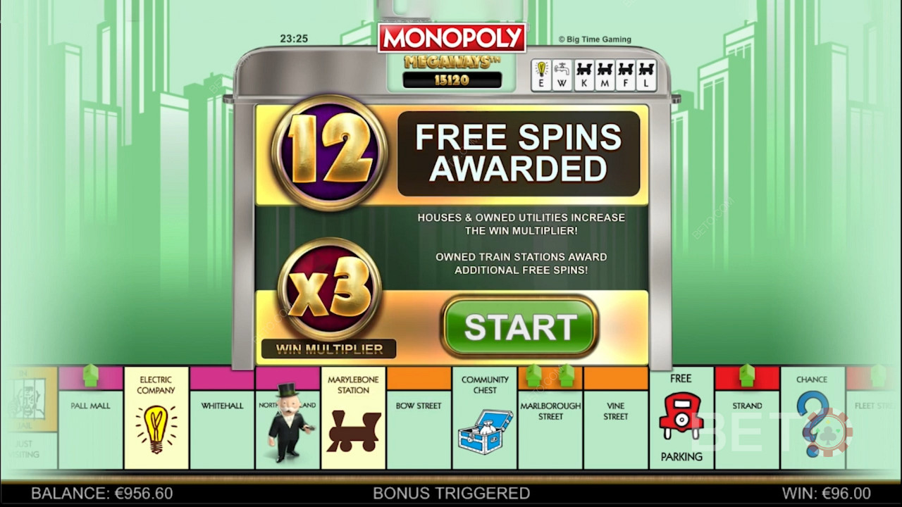 Ücretsiz Döndürme özelliği ve diğer Güçlendiriciler Monopoly Megaways