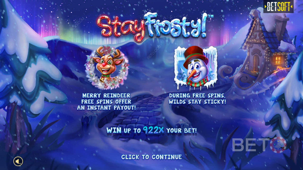 Stay Frosty adresindeki giriş ekranı! Merry Reindeer Ücretsiz Döndürme ve bahsinizin 922 katı Maksimum Kazanç!