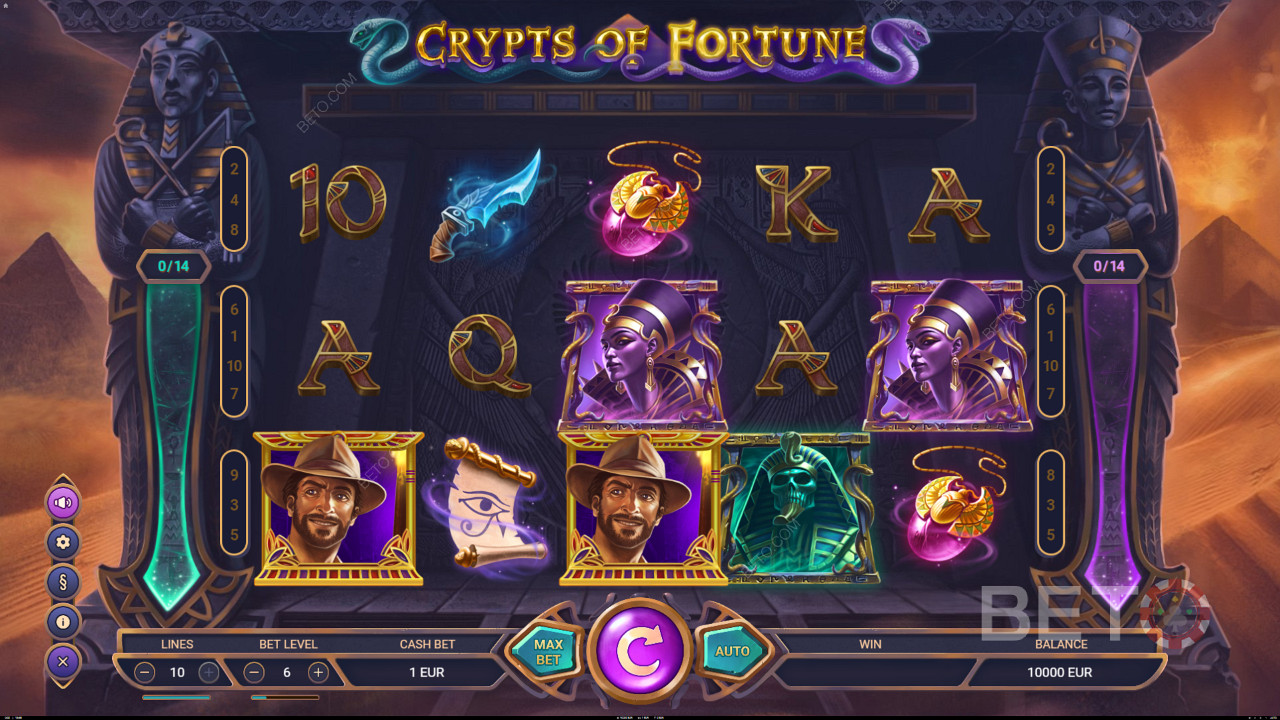 Crypts of Fortune slot makinesinde Ücretsiz Döndürmeleri tetiklemek için Scatter