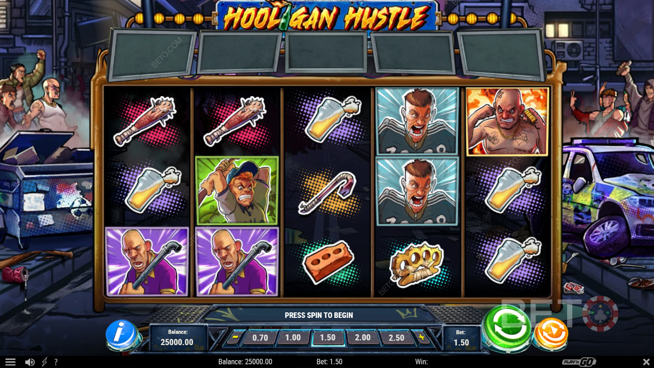 Hooligan Hustle slotunda Ücretsiz Döndürme özelliği gibi birçok güçlü özelliğin keyfini çıkarın