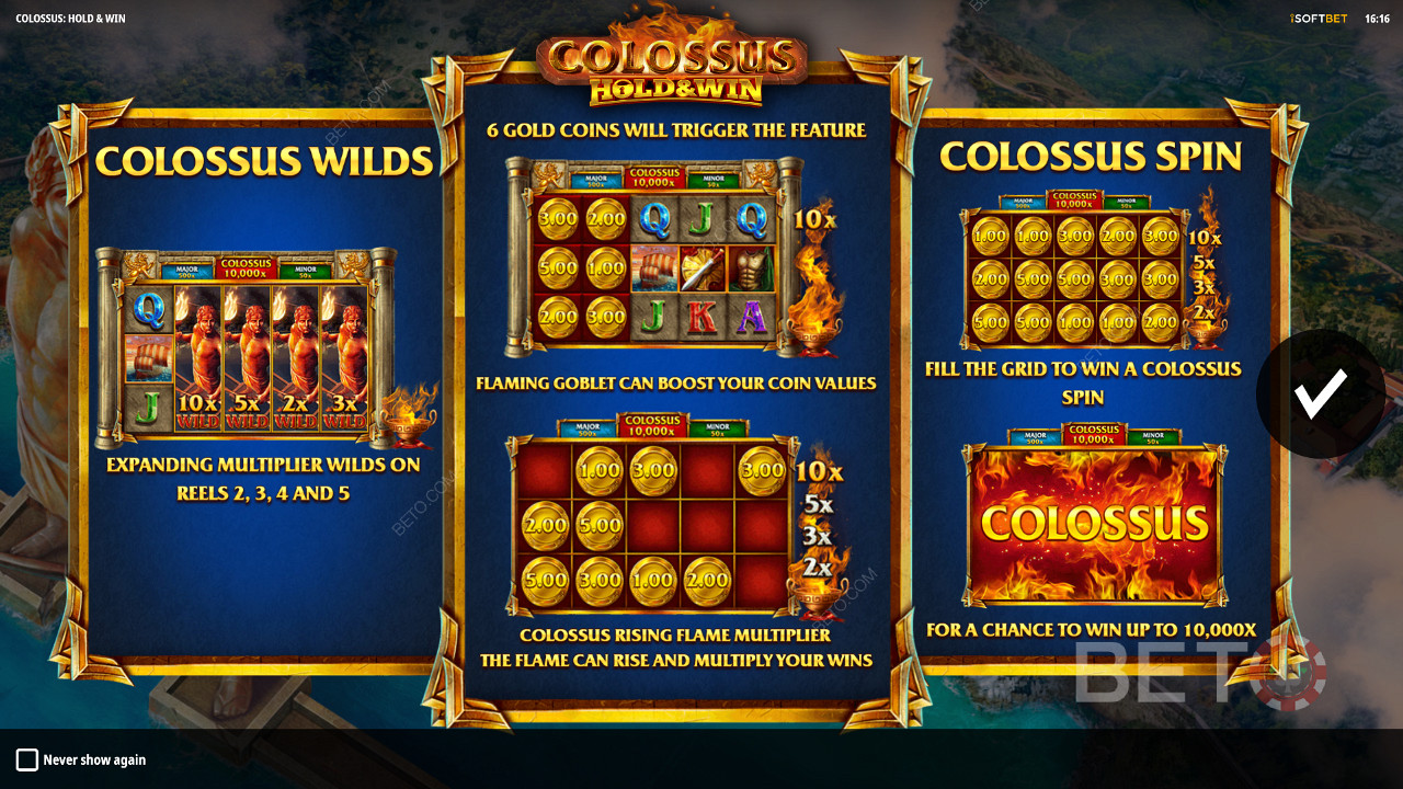 Colossus: Hold and Win slotunda Colossus Wilds, Respins ve Jackpotların keyfini çıkarın