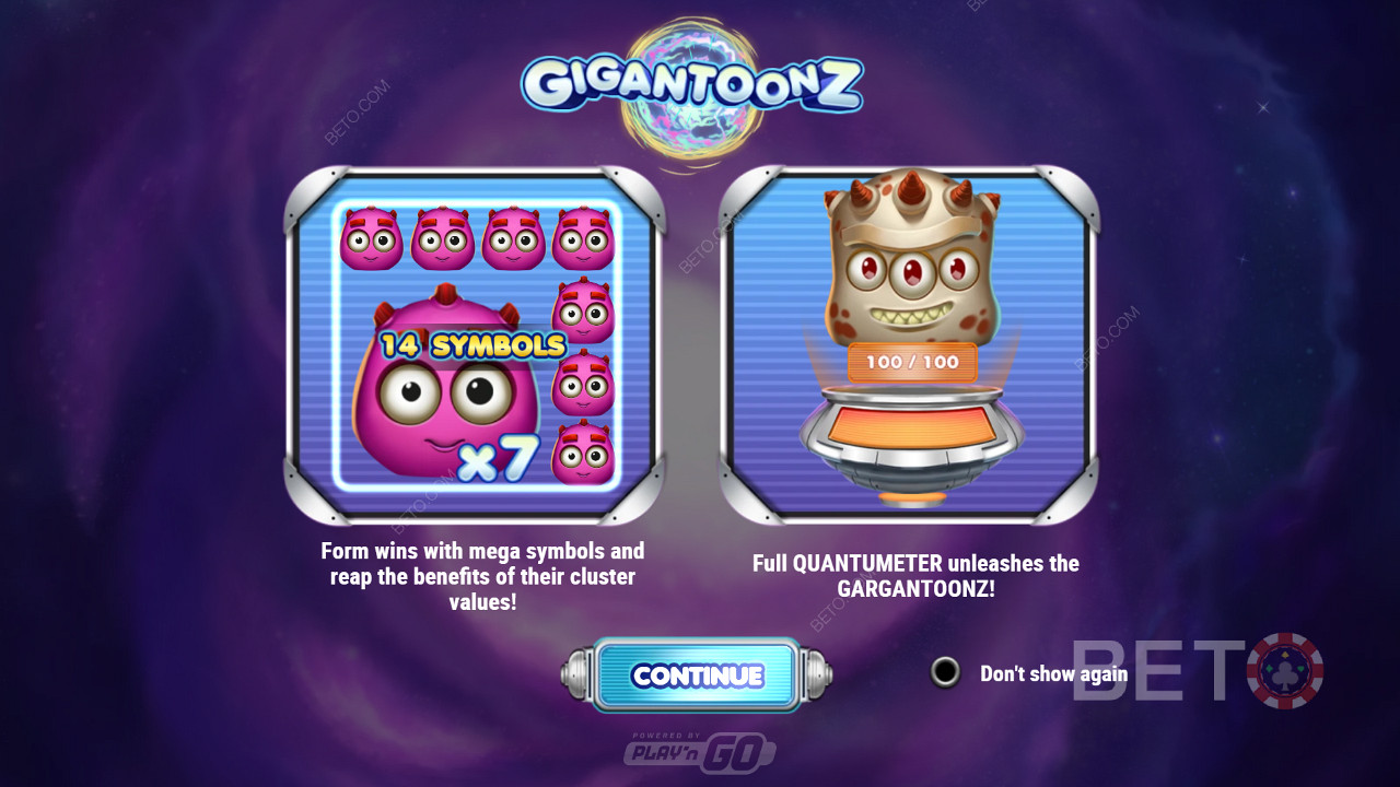 Gigantoonz slotunda Mega sembollerin, 4 değiştiricinin ve küme kazançlarının keyfini çıkarın