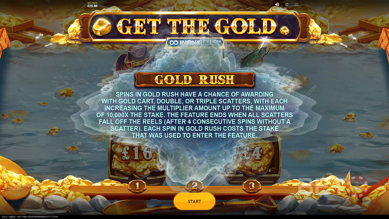 Golden Rush saatini başlatmak için 3 veya daha fazla Gold Cart Scatter yerleştirin