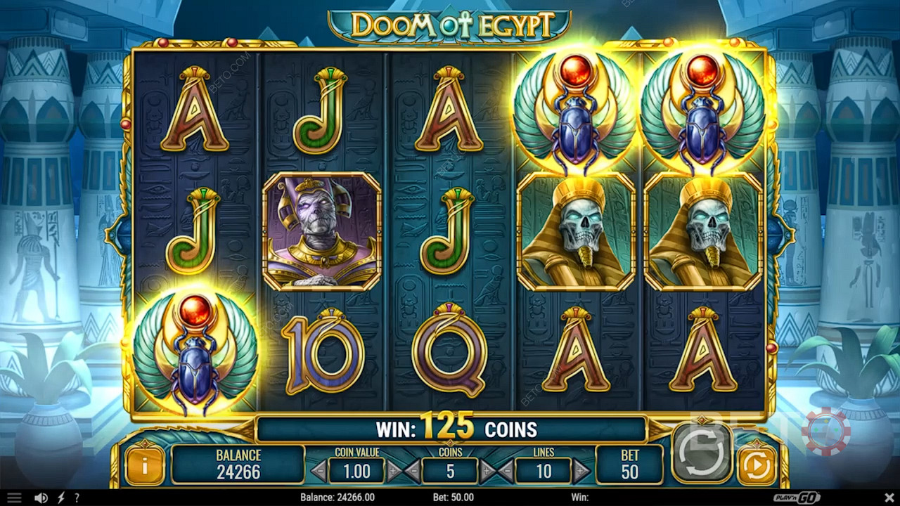 Doom of Egypt online slotunda 3 veya daha fazla Scatter tutturarak Free Spins