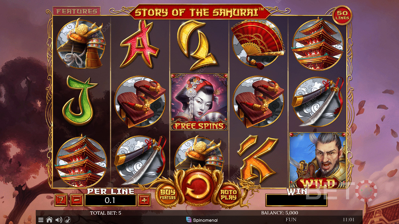 Story of The Samurai slot makinesinde Ücretsiz Döndürme satın almak için Satın Al özelliğine tıklayabilirsiniz