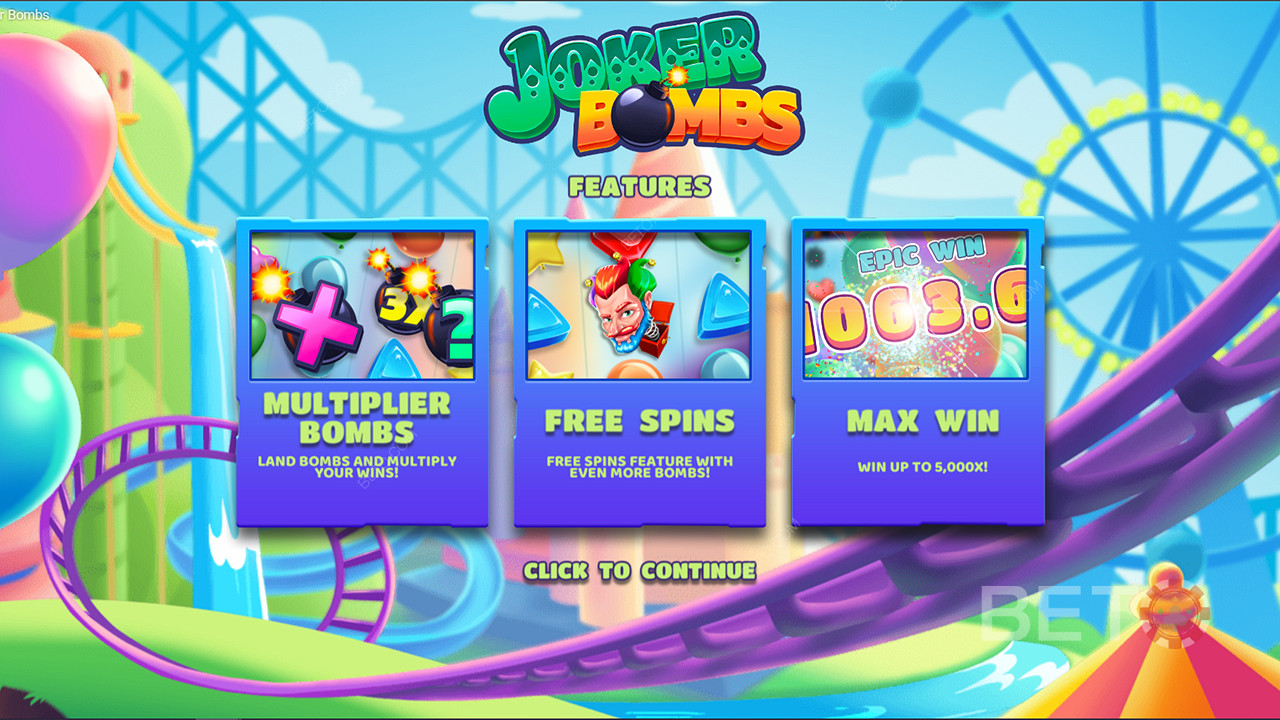 Joker Bombs slot makinesinde Çarpan Bombalarının, Ücretsiz Döndürmelerin ve daha fazlasının tadını çıkarın