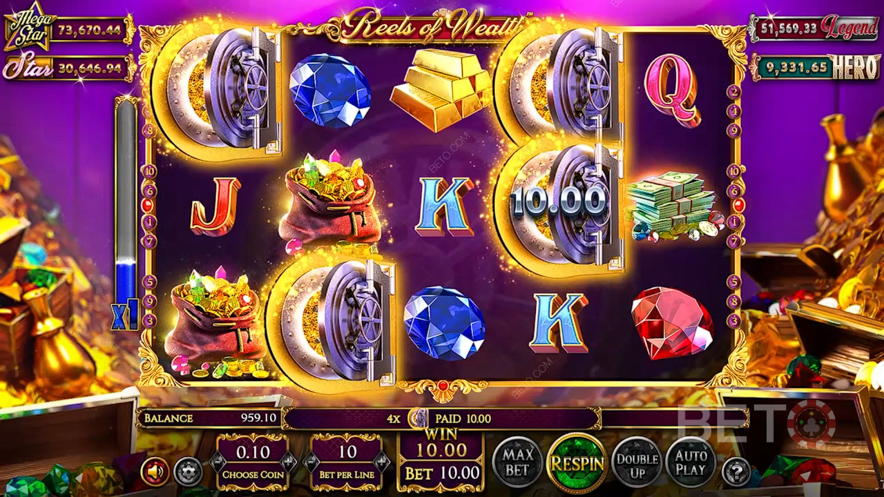 Scatter sembolü Reels of Wealth online slot oyununda her yerde kazandırır