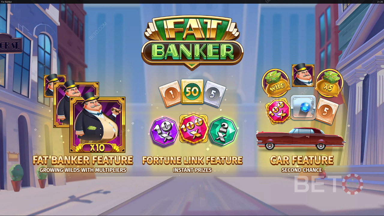 Fat Banker bonusu ve Fortune Link özelliği gibi pek çok harika özelliğin tadını çıkarın
