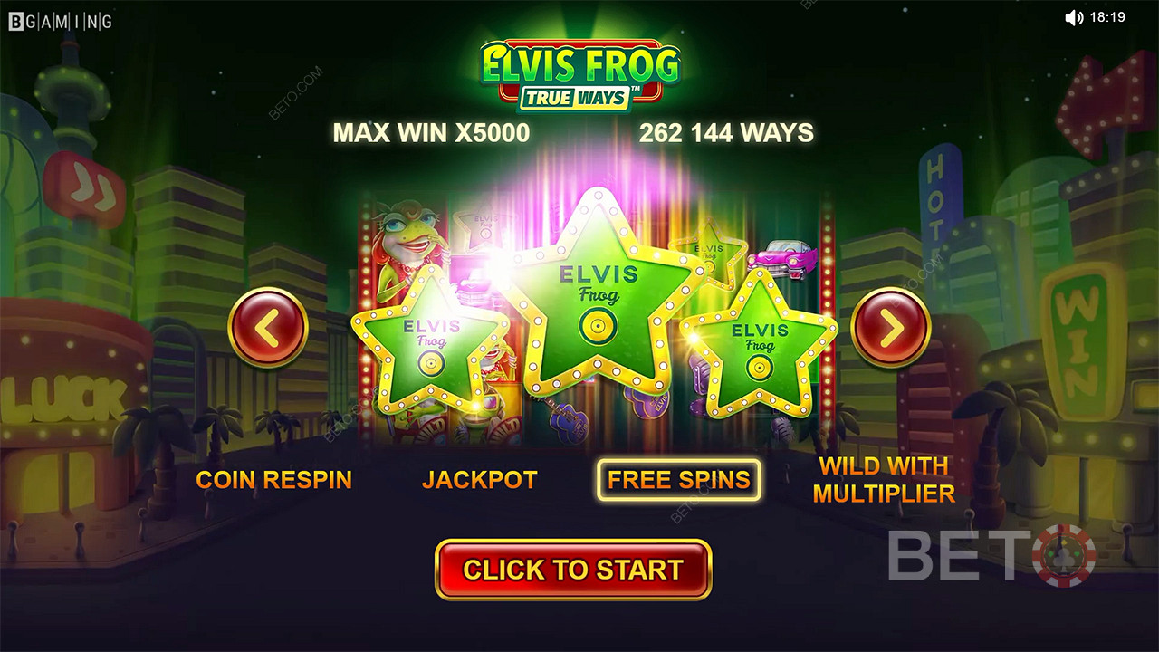 Elvis Frog TrueWays slotunda Ücretsiz Döndürme, Çarpan Wilds ve daha fazla özellik mevcuttur