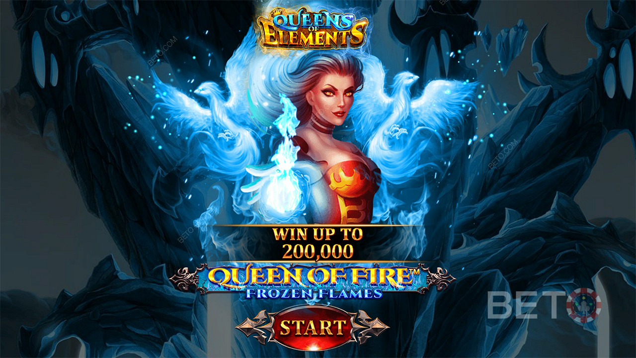 Queen of Fire - Frozen Flames slotunda bahis miktarınızın 2.000 katına kadar kazanın